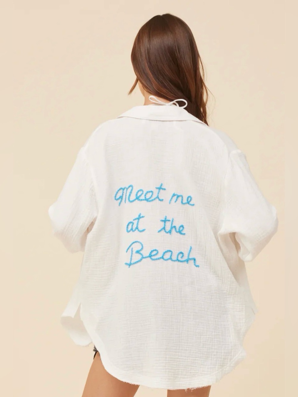 Vintage Havana "Meet Me at the Beach" Gauze Shirt -M - Picture 2 of 7